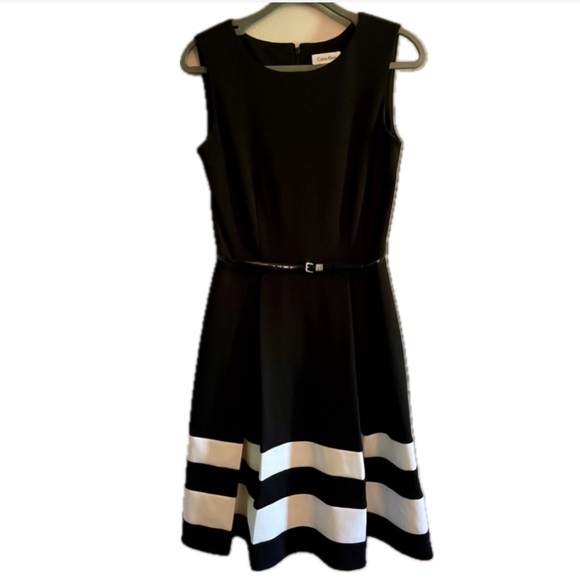 Calvin Klein Black/White Flounce Dress size 2 - Picture 4 of 9